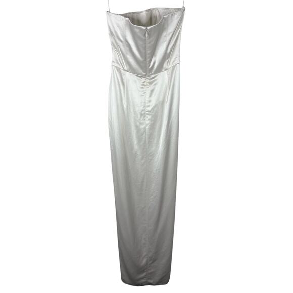 Sau Lee Priyanka Strapless Gown Maxi Dress Satin Ruched Side Slit Bridal Ivory 2 - Picture 9 of 12